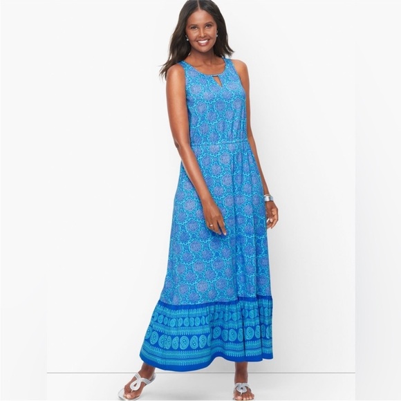 Talbots Plus KNIT TIERED MAXI DRESS - PAISLEY MEDALLION PRINT - Picture 1 of 7